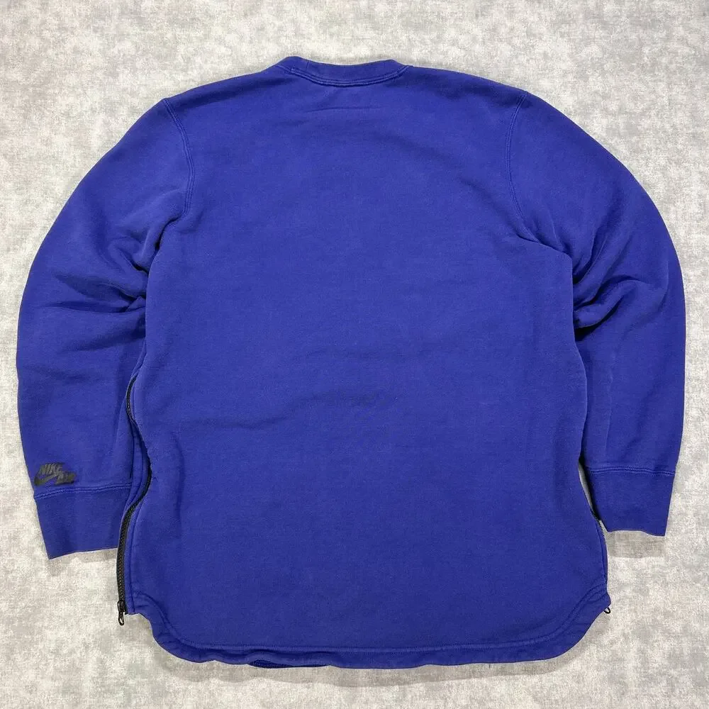 Nike Air Pivot V3 Crew Sweatshirt Game Royal Black 728277-455 Mens L Side Zip